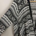 Carolyn Taylor  Cardigan Sweater Open Front Waterfall Black‎ White Women Sz Large Photo 12