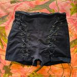 Spirit black lace up mini shorts grunge cut out high waisted  Photo 5