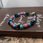 Vintage Y2K Colorful Beaded Gemstone Bracelet With Mahnetic Clasp Blue Photo 1