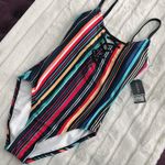 Nautica  Slimming LaceUp Swimsuit Striped One Piece Size S NWT Photo 5