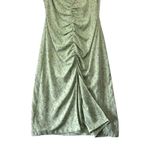 Love, Whit Pistachio Green Petite Floral Ruched Midi Dress High Slit Open Back L Size L Photo 5