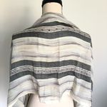 Vintage Stripe Silver Metallic Gold beaded Scarf Gray Photo 3