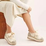 Free People Chapmin Womens Shoes Beige Suede Espadrille Sneaker Chunky 38 US 7.5 Photo 0