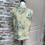 Vintage TR Bentley floral linen collared vest gilet top beige multi Sz L Size L Photo 3
