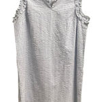 kim rogers Blue White Seersucker Stripe Dress NEW Size Large Ruffle Coastal Photo 0