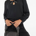 NWT J.CREW FACTORY Jeweled Bow Top Rhinestone Black Silver Holiday Small Photo 0