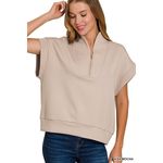 Zenana Outfitters Women's L/XL Ash Mocha Half Zip Pullover Cleanfit Neutralcore Photo 3