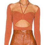 Bardot NWT  Copper Maxwell Long Sleeve Cut‎ Out Knit Top Size L Photo 0