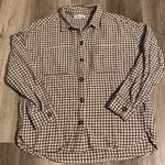 Hollister women’s Tan/Black plaid flannel shirt size L Photo 0