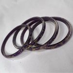 Purple and Gold Lace Acrylic Bangle Bracelets Photo 1