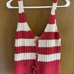 None Redish-Orange and Cream Striped Knit Top Photo 0