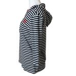 Tommy Hilfiger  Quarter Zip Navy White Striped Knit Hoodie Red Embroidery Medium Photo 3