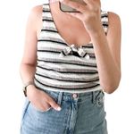 Cupcakes and Cashmere Striped Ribbed Knit Black White Tank Size Medium Photo 3