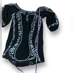 Poupette St. Barth  Beach Cover up Black White Embroidered Size Small Boho Photo 2