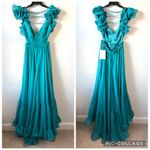 Mac Duggal  67911 Ruffle Strap Lace Up Cut Out Gown Turquoise 10 Photo 3