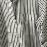 Madewell  Women's Y-Neck Button Up Blue Striped Poplin Shirt S Small New Flaw Photo 3