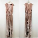 Reformation  Pink Velvet Jumpsuit Deep V with waist Drawstring Photo 1