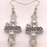 Handmade Farmhouse Aesthetic Beaded Hook Earrings Feat Faux Pearls Black Photo 0