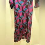 House of Harlow Satin Wrap Maxi Dress Geometric Print Long Sleeve Size large Purple Photo 4