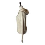 Soft Surroundings  Beige Cotton Button Front Hooded Knit‎ Pullover Sweater Size S Photo 6