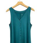 Garnet Hill Sleeveless Button-Front Knit Tank Dress in Teal size Medium NWT Photo 4