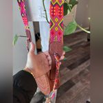 Bohemian Woven Round tooled Leather crossbody with woven Strap NWOT Brown Photo 4