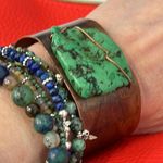 Hand Crafted Artisan Copper Cuff Bracelet with Turquoise Stone Centerpiece Photo 4