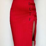 Jonathan Simkhai grommet jacquard red high waist lace-up midi skirt size S small Photo 0