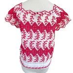 Anthropologie  Vanessa Virginia Embroidered White and Pink Cotton Eyelet Top S Photo 1