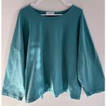 Bryn Walker Long Sleeve Top Womens Large Blue Cotton Boxy Lagenlook Oversized Photo 0
