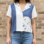 Kenar Vintage Floral Button-Down Cropped Blouse Size Medium Photo 0