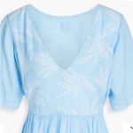 120% Lino Blue Tiered Glitter Mini Dress Palm Print Size XS Photo 2