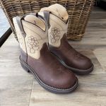 Palitutu Floral Western Boots Women’s US 7.5 Brown Beige Leather Cowboy Boots Photo 0