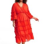 Alexis Target Dress Angel Sleeve Tiered Ruffle Orange Chiffon Plus Size 2X Boho Photo 1