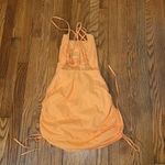 Salty  Ruched Hem Lace Up Back Mini Dress Orange size S Photo 1
