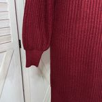 EXPRESS  Metallic Shimmer Knit Balloon Sleeve Sweater Dress Burgundy Red Small Photo 5