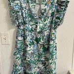 Blue Green Ruffled flowery cap sleeve dress M Size M Photo 0