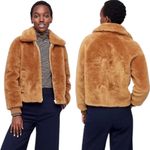 J.Crew Faux Fur Full Zip Bomber Jacket Womens 2X Cognac Preppy Designer Outdoor Photo 1