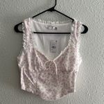 Lush Clothing Lush Pink Floral Lace Trim Tank Top Photo 1
