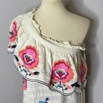 Anthropologie White Floral Embroidered Pullover One Shoulder Maxi Dress M Photo 7