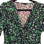 Vintage‎ Babydoll Top Size M Y2k Peasant Abstract Boho Artsy Stretch Twist Tie Green Size M Photo 2