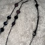 Coldwater‎ Creek Necklace Dark Purple Stick Link Chain Pink Rhinestones 30” Photo 1