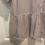 Downeast  Women's Brown‎ Striped Peplum Blouse Top Ruffle Short Sleeve Size L Photo 4