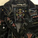 Chico’s Black Velvet Floral Tribal Folk Studded Jacket Size 12 (Chico’s 2) Photo 9