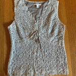 Merona Vintage Y2K Champagne & Grey Sleeveless Lace Stretch Babydoll, Size M Photo 0