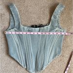 Akira Kristy Paneled Denim Corset Top Smocked Back. Size Large Photo 4