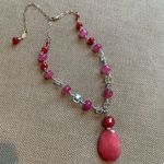 Gorgeous Swarovski crystal and cherry quartz chunky necklace, NEW Pink Photo 0