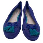 DKNY  New York Suede Ballet Flat Loafer Tassel Purple Green SZ 6 Photo 1