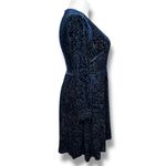 Tommy Hilfiger  Womens Velvet Burnout Faux Wrap High Waist Above Knee Blue Sz 12 Photo 2