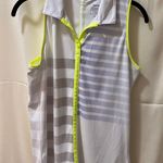 Slazenger Sleeveless Golf Tank Top w/Neon Yellow Trim Striped Pattern White-M Photo 0